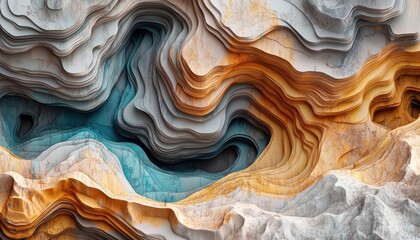 Creating A 3d Topographic Map Using Rendering Techniques And Abstract Paper Layers For A Detailed...