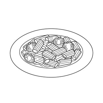 recommend clip art: pasta and tomatoes on a plate sketch 