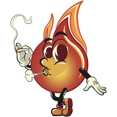 cute fire vektor illustration mascot character smoke calmly, work of hand drawn