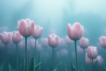 Morning Tulips In A Heavy Fog