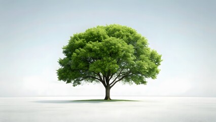 Obraz premium Single Green Tree on White Background