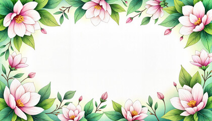 Naklejka premium Elegant floral design with magnolias and greenery, artistic expression