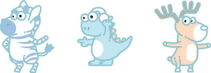 cartoon childish creative and funny animals art graphic vector isolated