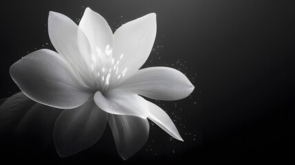 White and Neon Flowers, on Black Background, Abstract Image, Texture, Pattern Background, Wallpaper, Cover and Screen of Smartphone, PC, Laptop, 9:16 and 16:9 Format