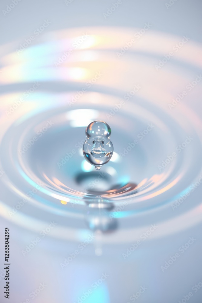 Poster water droplet impact on the pristine surface of a liquid, creating ripples and a mesmerizing visual.