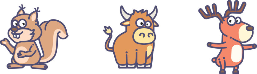 cartoon childish creative and funny animals art graphic vector isolated