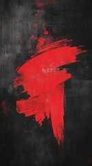 Red brushstroke on dark background creates striking abstract design