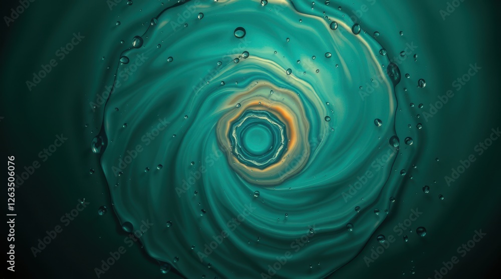 Poster swirling abstract art with water droplets, creating a mesmerizing vortex of color and texture.