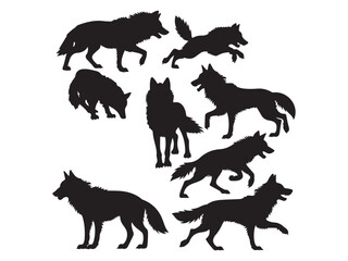 set of silhouettes of animals