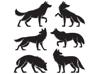 set of silhouettes of wild animals