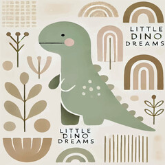 Little Dino Dreams Print Design in Vector © Karena McWhirter