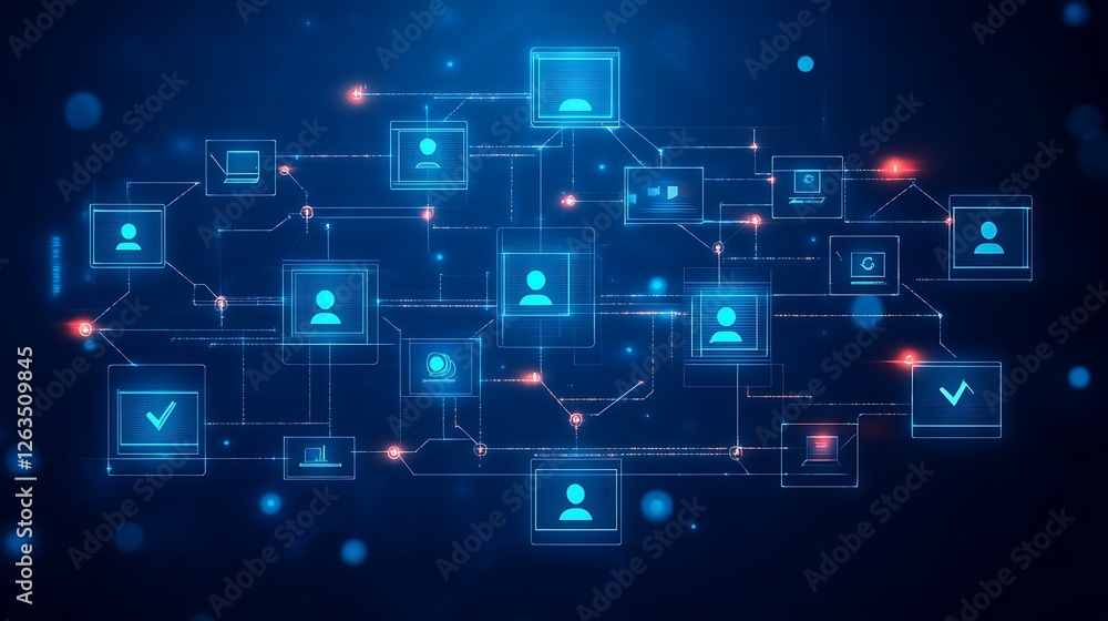 Poster digital network of connected profiles and devices.