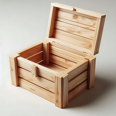 A wooden yakshik. A box of wooden planks. An open box
