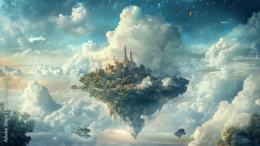 Poster cloud service for files storage and transfer hologram hud, bangkok night city skyline double exposur