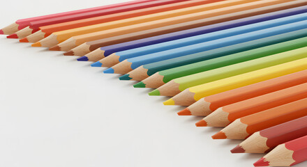 Obraz premium Row of Colored Pencils on White Background