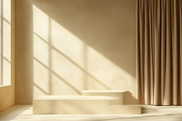 Fototapeta premium product podium mockup two podiums soft shadows 