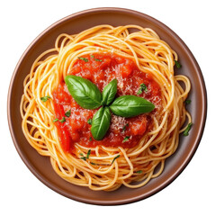 spaghetti with tomato sauce and basil