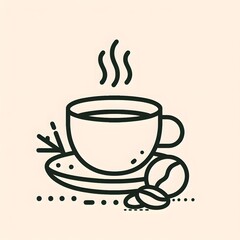 Obraz premium Simple coffee cup and coffee bean vector Vector style art