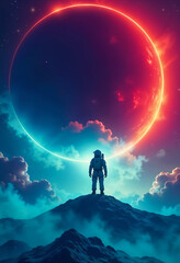 Obraz premium Astronaut Leaping on the Moon with Transparent Background for Stunning Visual Impact