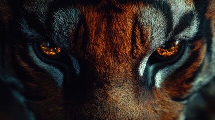 Close-up of a Tiger's Piercing Eyes.