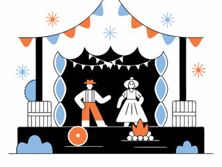 Minimalist illustration of a Brazilian Festa Junina