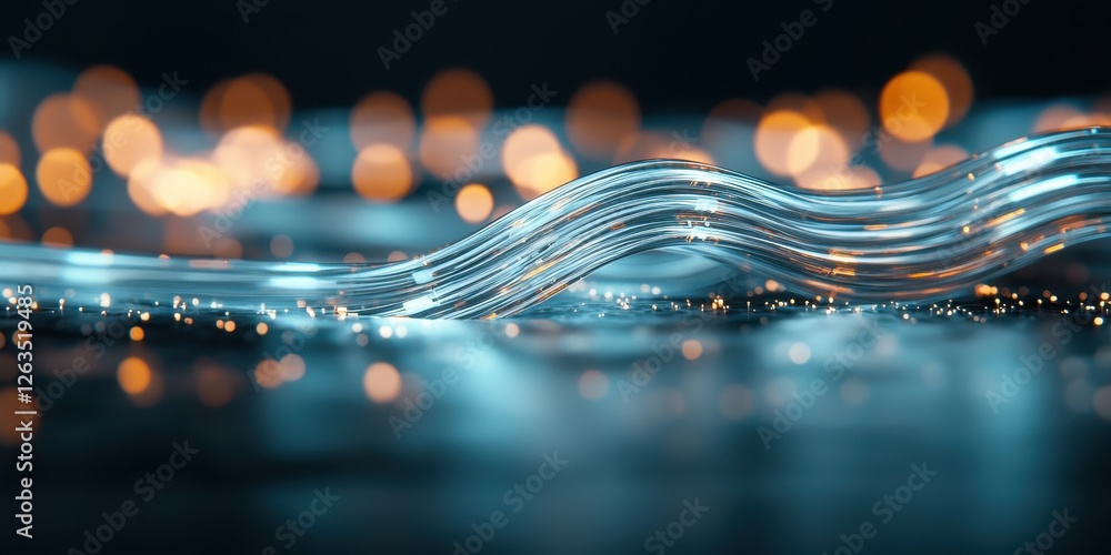Aufkleber technology for cable coating. glowing waves of light with a blurred bokeh background create an ether