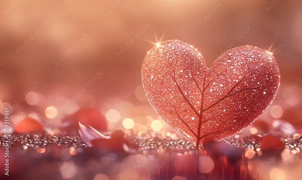 Poster a shimmering heart against a bokeh background creating a romantic and dreamy scene