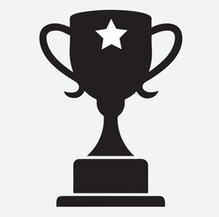winner trophy black silhouette vector art illustration, gold trophy cup