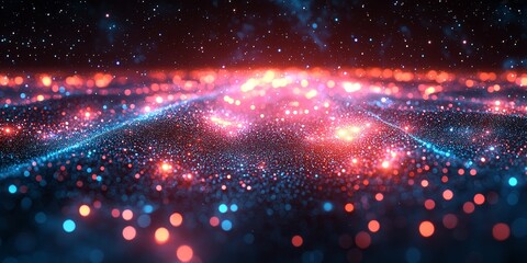Fototapeta premium Digital Neon Landscape with Deep Space Aesthetic 