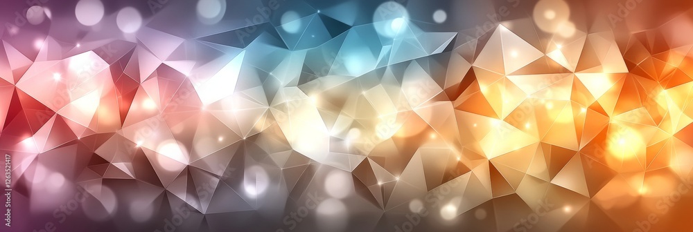 Aufkleber abstract geometric background with warm and cool tones, triangular shapes, and soft bokeh effects