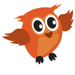 Orange Color Owl Vector Illustration