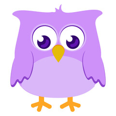 Purple Color Owl Cartoon Vector Illustration