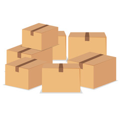 Set of cardboard boxes vector illustrations.eps