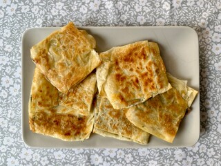 Traditional Turkish food, Turkish pancake gozleme with cheese and herb.