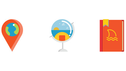 Travel and holiday flight planning recreation vector art set