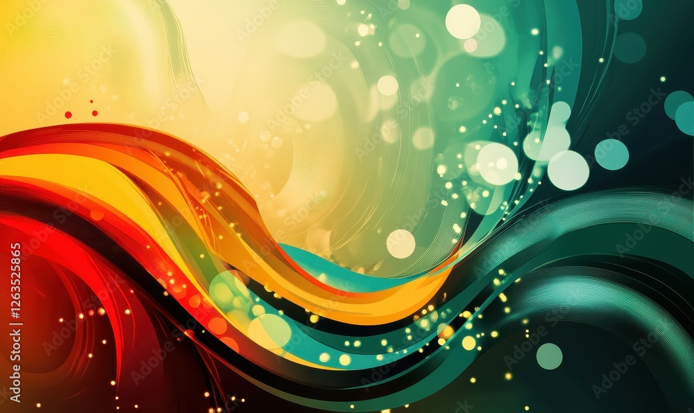 Poster abstract colorful swirls with bokeh
