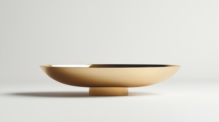 Elegant golden bowl against a clean white backdrop, symbolizing sophistication and minimalism. Ideal for showcasing products in luxury and design oriented marketing.