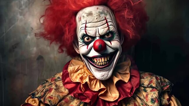 Creepy Scary Old Evil Dirty Halloween Clown