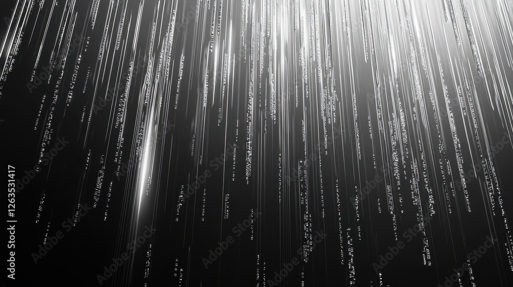 Aufkleber the visual features numerous light streaks cascading down against a dark background, creating an eth