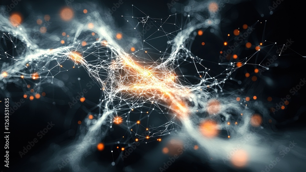 Aufkleber a visually striking abstract image featuring glowing particles and interconnected lines, suggesting 