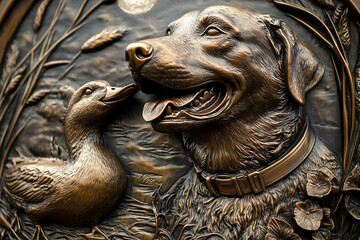 Obraz premium Generative AI bas relief sculpture featuring engraved classical decor with ancient historical elements