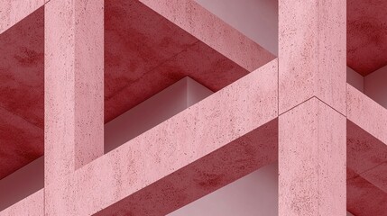 Pink concrete structure, geometric design, modern architecture, urban background, design texture