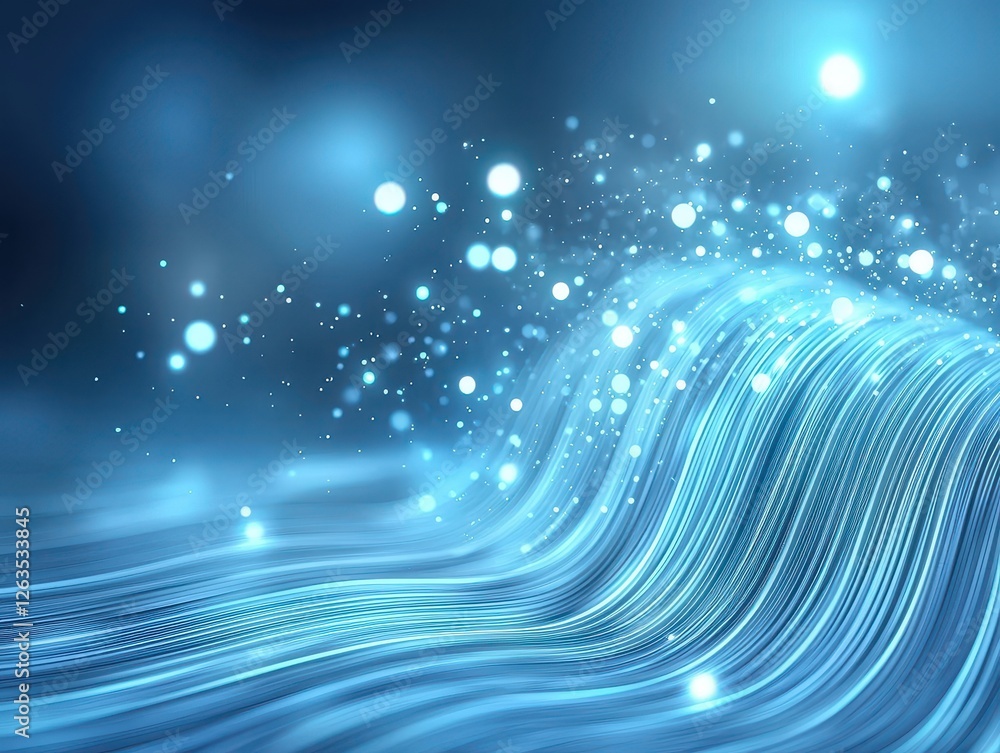 Aufkleber a mesmerizing wave of blue light and sparkling particles, creating an ethereal underwater effect.
