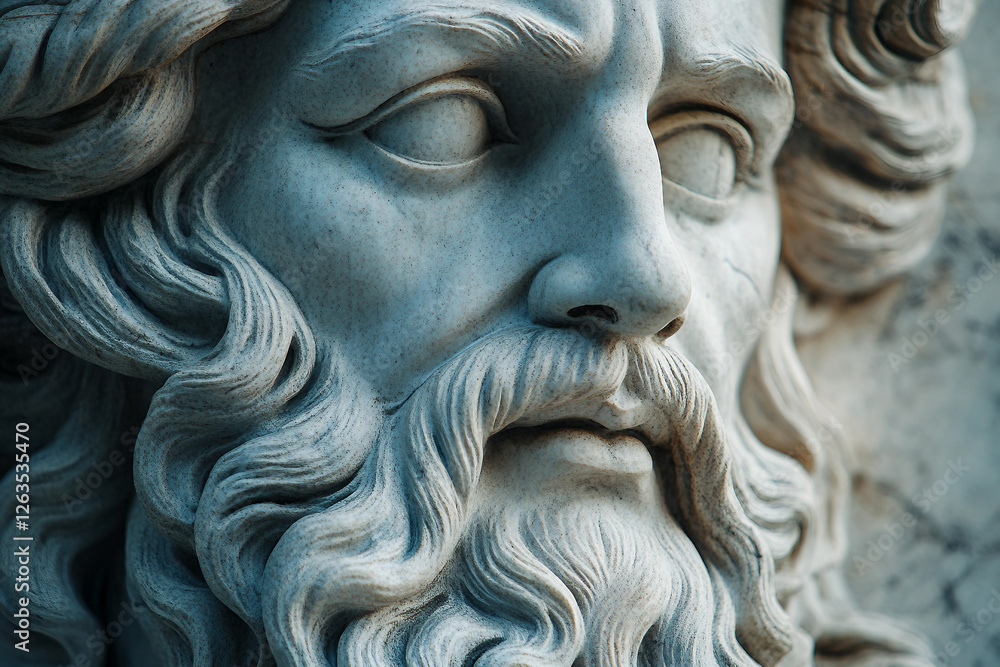 Poster generative ai bas-relief sculpture combining classical artistic themes with modern world attributes