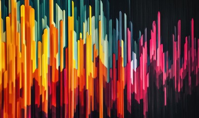 colorful music bars, volume on black background, Sound wave line illustration. Abstract background