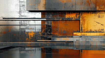 Striking Abstract Metal Background with Intricate Industrial Textures and Reflective Surfaces Creating a Modern, High-Tech Visual Experience