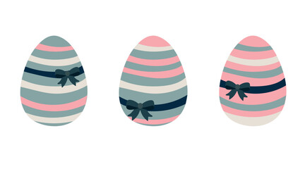 Happy Easter elements collection, cute holiday bunnies, eggs and flowers. Vector illustration in pastel colors