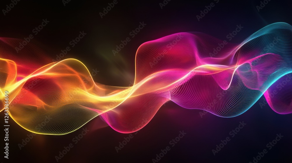 Aufkleber vibrant light waves intertwine in a captivating display of color and movement, showcasing an array o