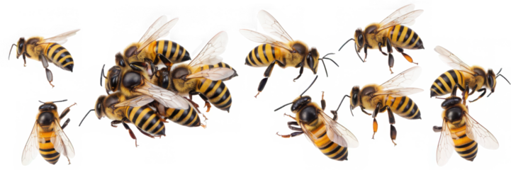 Swarm of Busy Bees Pollinating Flowers in a Garden
