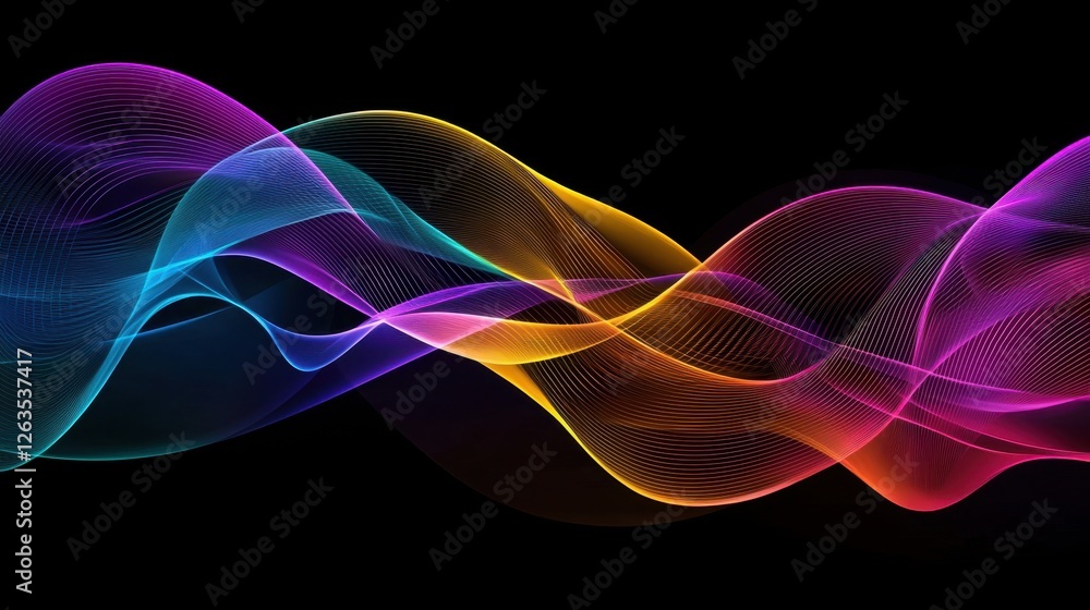 Poster bright waves of color blend seamlessly in a flowing design, showcasing shades of blue, purple, and o